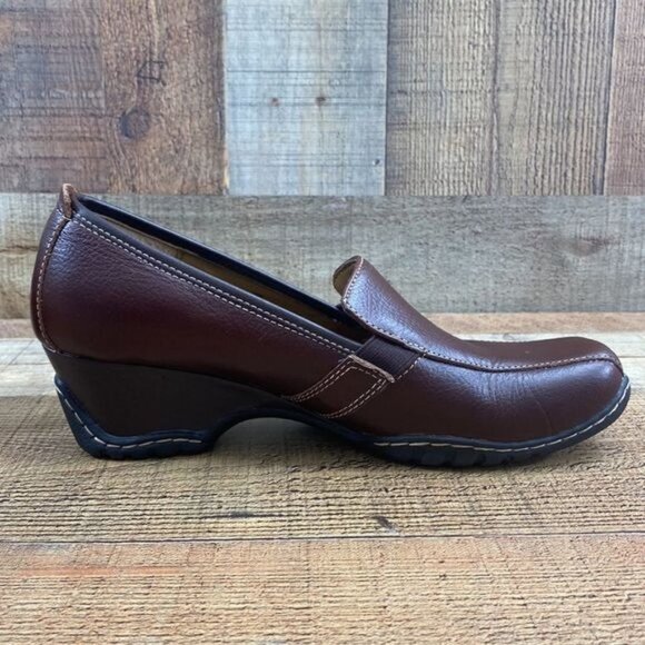 Bjorndal Noelle Leather Upper Brown Slip On‎ Wedge Loafers 136244 Womens 10M - Picture 6 of 13